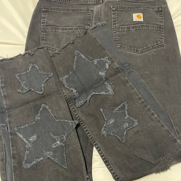 Carhartt Black Distressed Relaxed Fit Customized Jeans - Picture 3 of 5